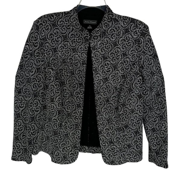Jessica Howard Jackets & Blazers - JESSICA HOWARD | Black Glitter Swirl Pattern Blazer Top | Women's 16W